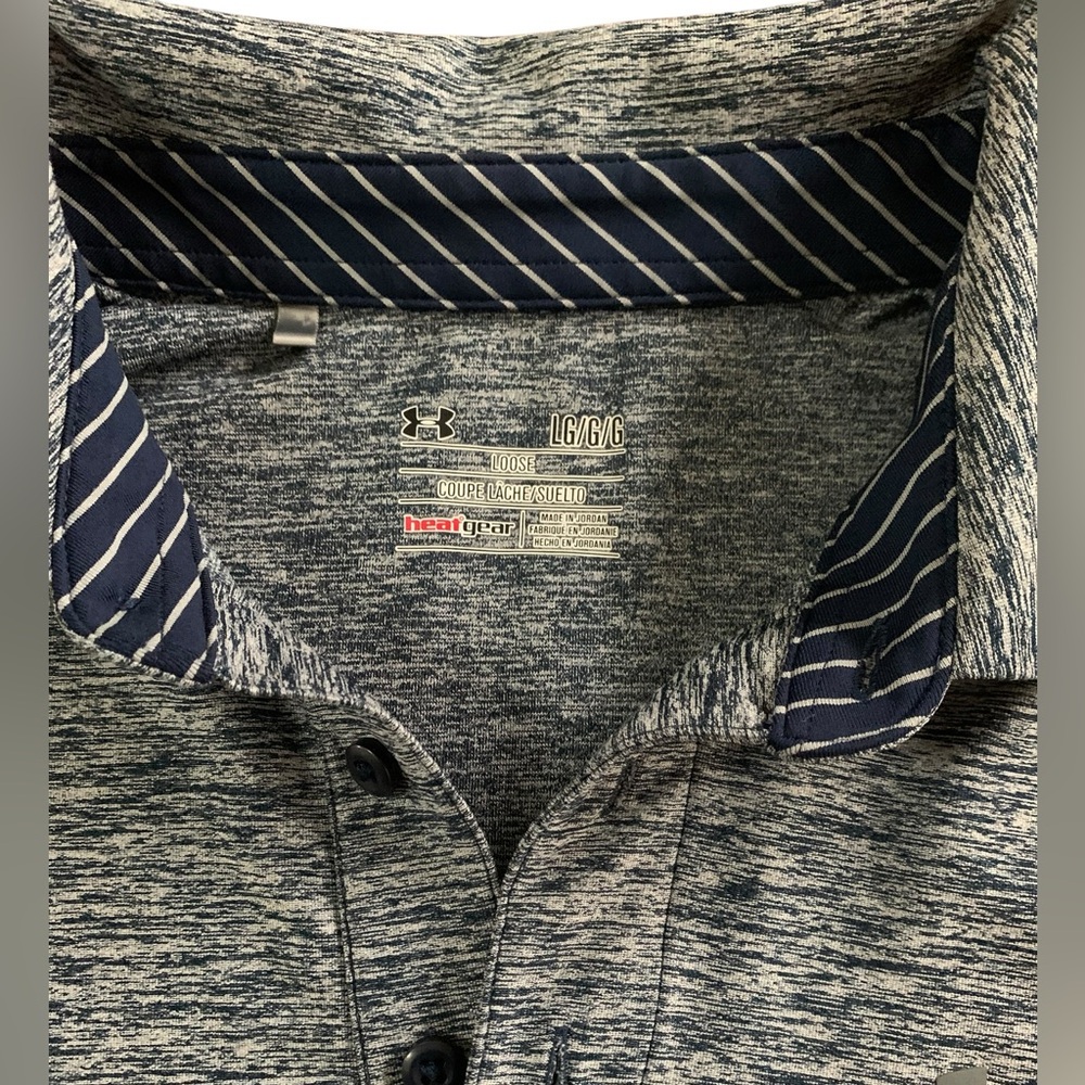 Under Armour Loose Fit Men’s Heathered Blue Polo Shirt – Size Large – Like New - Picture 6 of 6